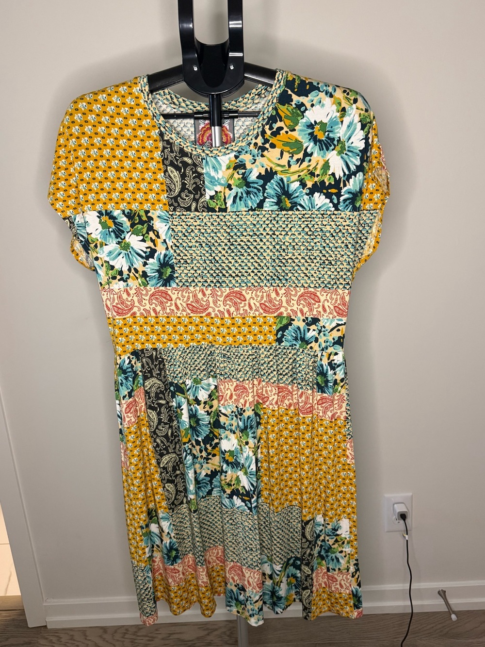 Johnny Was Patchwork Bamboo Knit Boho Dress Size Medium